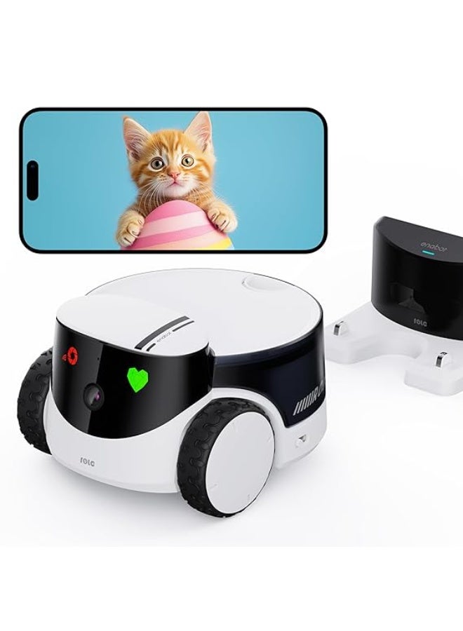 Enabot EBO ROLA PetPal 2.5K Cat Camera with Storage Module, WLAN Mobile Emo Robot with Night Vision, Wireless Pet Camera with EBO ROLA-PET App, Self-Charging, 2-Way Audio - Image 1
